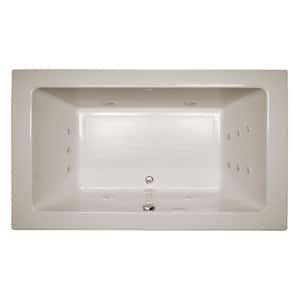 SIA SALON SPA 72 in. x 42 in. Rectangular Combination Bathtub with Center Drain in Oyster