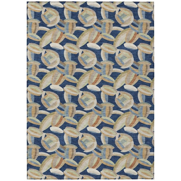 Chantille Machine Washable Indoor/Outdoor Abstract ACN2454 Navy 8 ft. x 10 ft. Area Rug