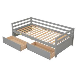 Gray Twin Size Daybed with Two Storage Drawers