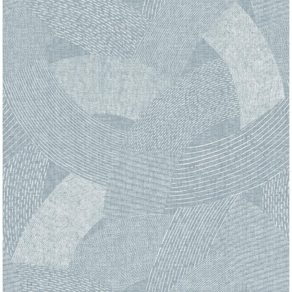 A-Street Prints Tania Denim Blue Woven Abstract Wallpaper Sample