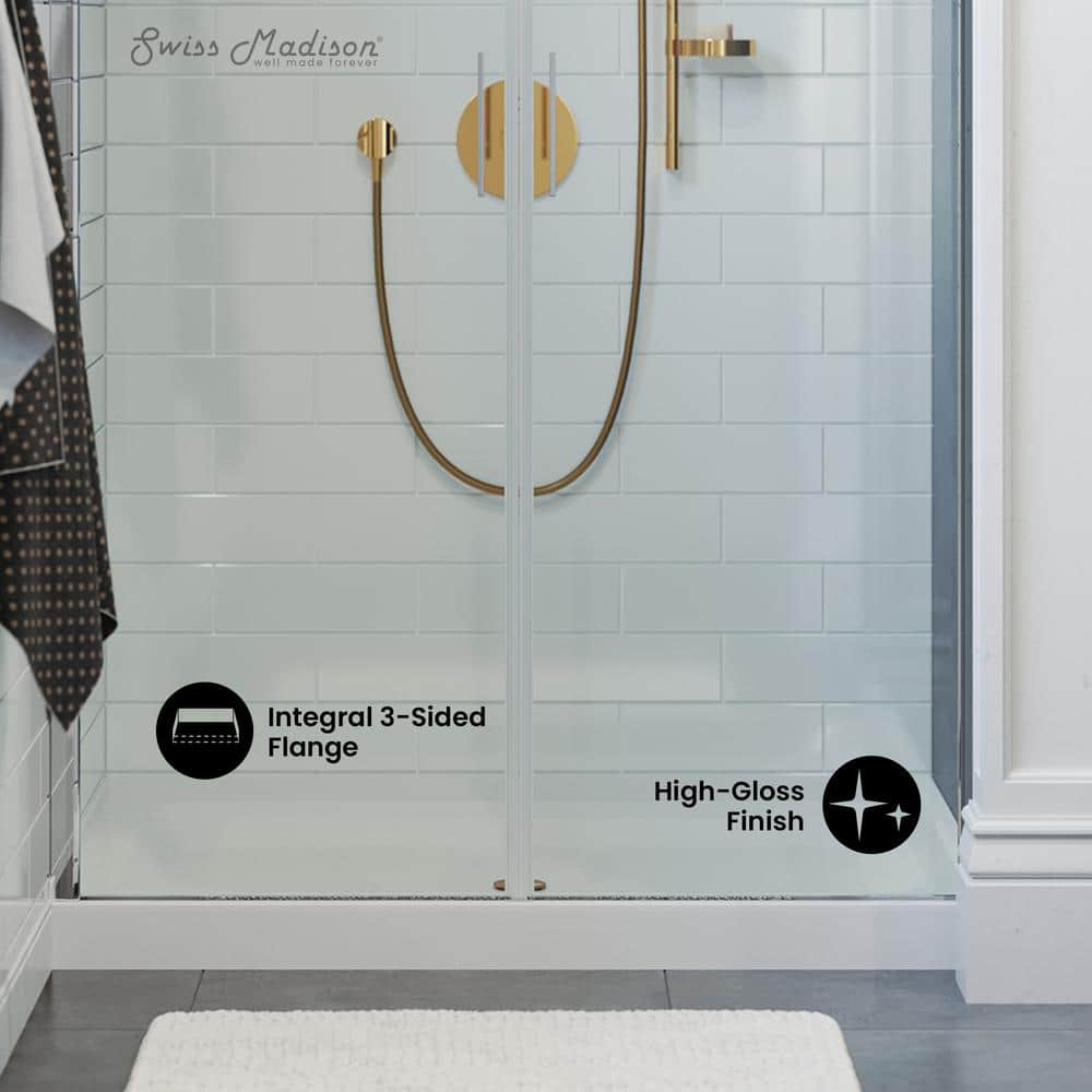 Voltaire 48" x 36" Black Acrylic Single-Threshold Shower Base