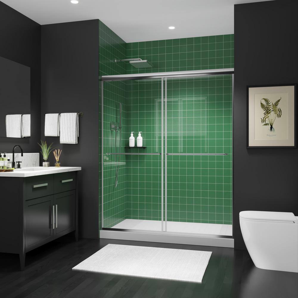 60 in. Chrome Framed Sliding Shower Door with Clear Glass