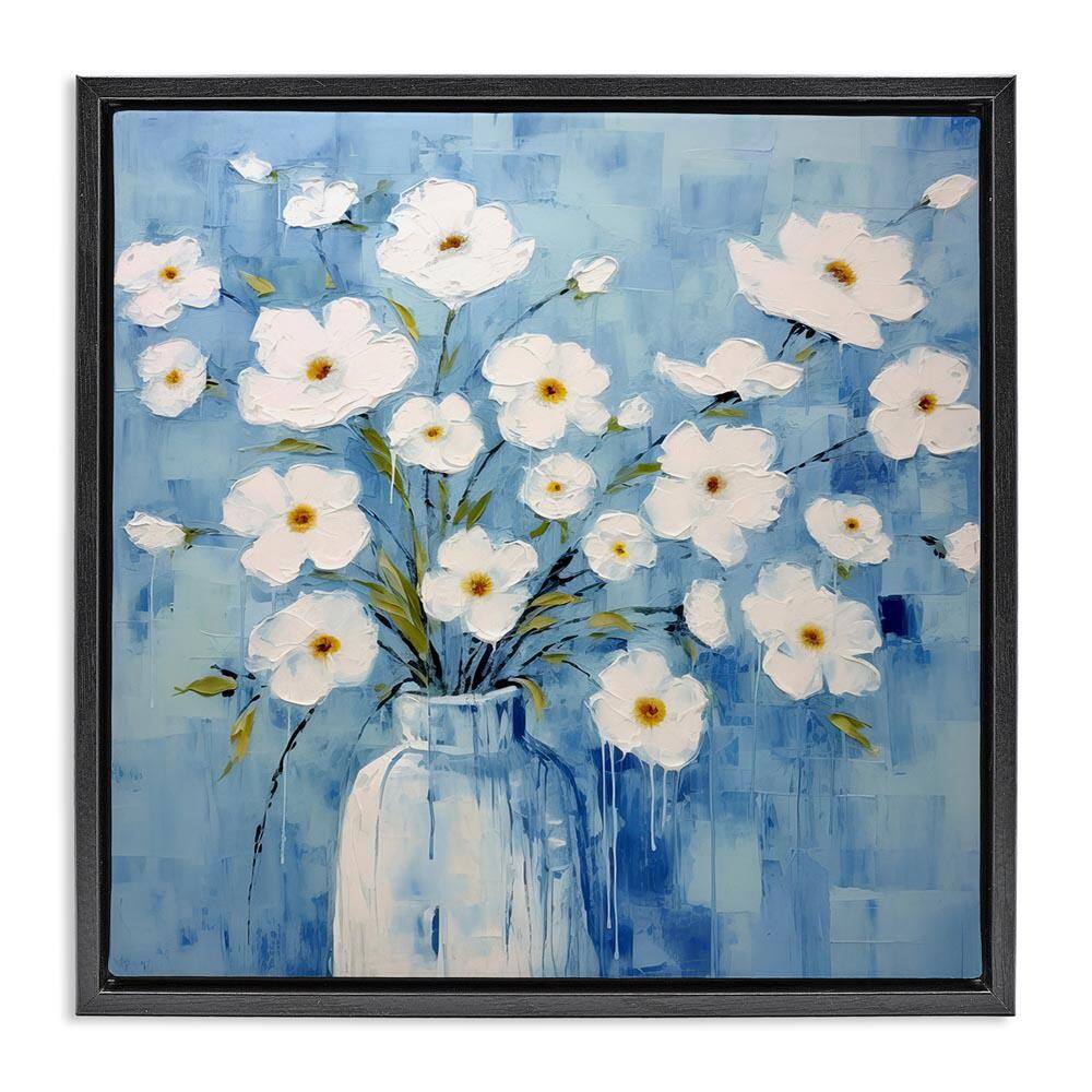 White Blooms with Paint Drip by Irena Orlov Black Floater Frame Nature Graphic Art Print 18 in. x 18 in. price history on PriceWatchPro