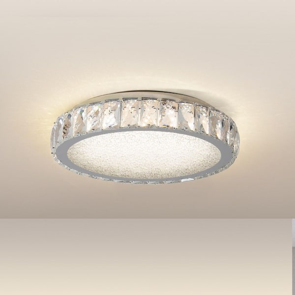 13.8 in. Crystal LED Ceiling Light, Flush Mount For Living Room, Bedroom, Kitchen