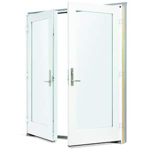 71-1/4 in. x 79-1/2 in. 200 Series White Fiberglass Hinged Inswing Patio Door with Low-E Glass and White Interior