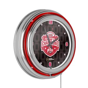 The Ohio State University Red National Champions Black Lighted Analog Neon Clock