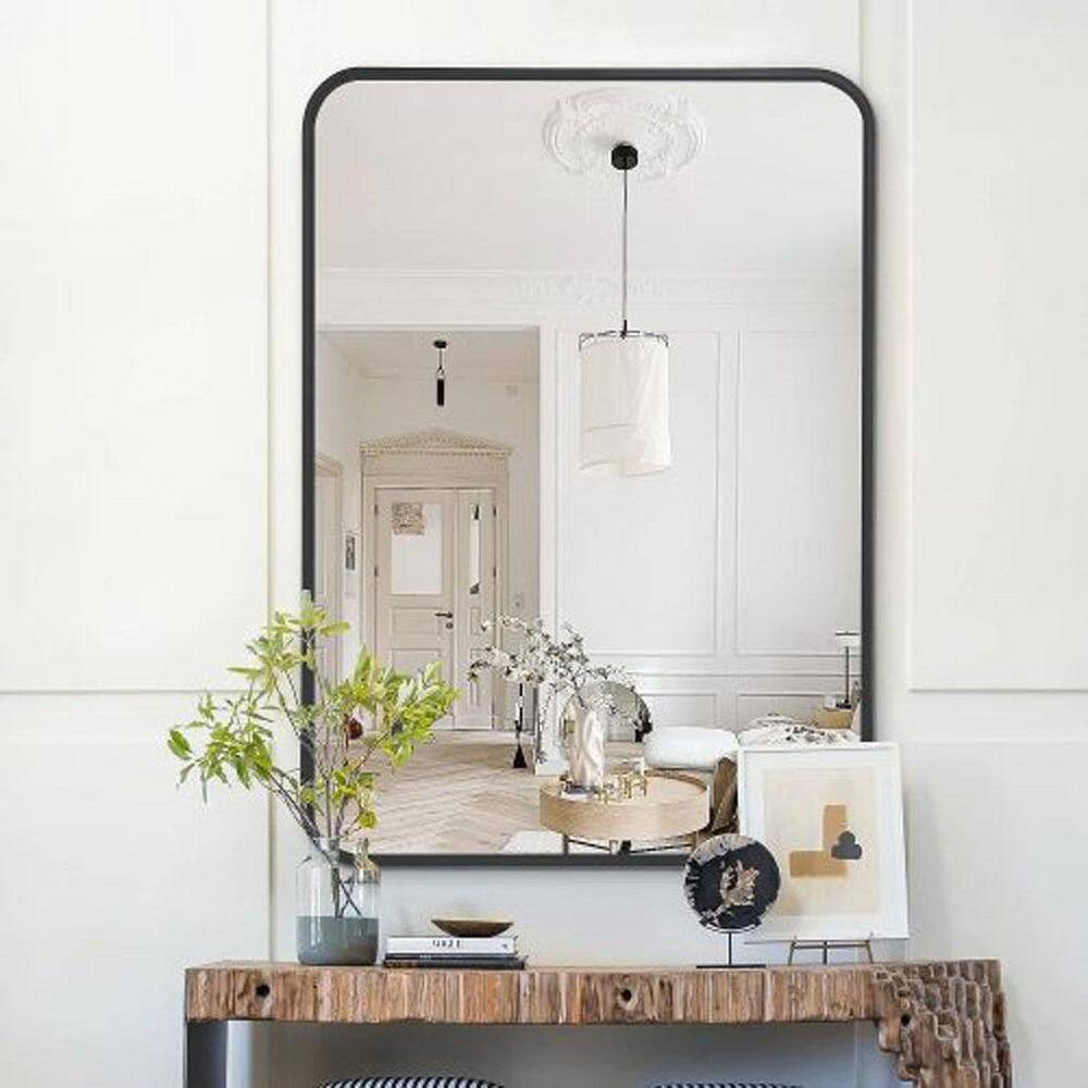 22 in. W x 30 in. H Rectangle Black Metal Accent Wall Mirror Modern Bathroom Vanity Mirror Living Room Entryway Mantel price history on PriceWatchPro