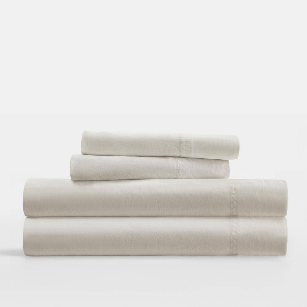 Ivory King Cotton Deep Pocket Solid Sheet Set