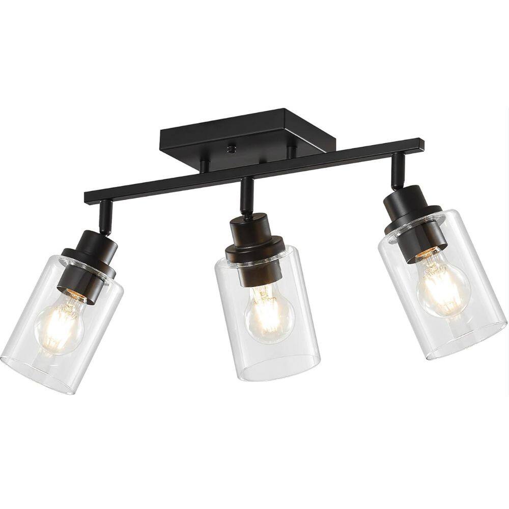 20 in. Modern 3 Light Black Multi-adjustable Vanity Light Over Mirror Bath Wall Lighting Fixtures with Clear Glass Shade price history on PriceWatchPro