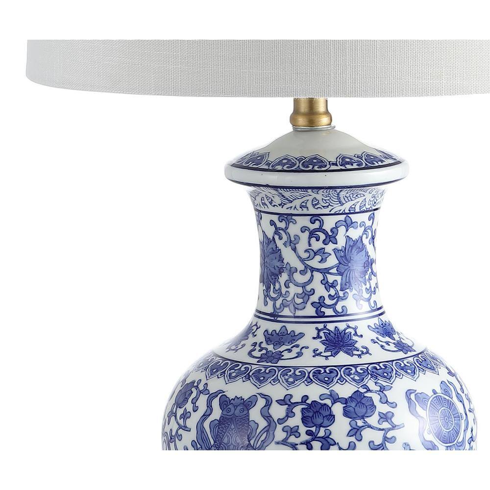 Jennifer 25.25" White and Blue Ceramic Metal Table Lamp Set