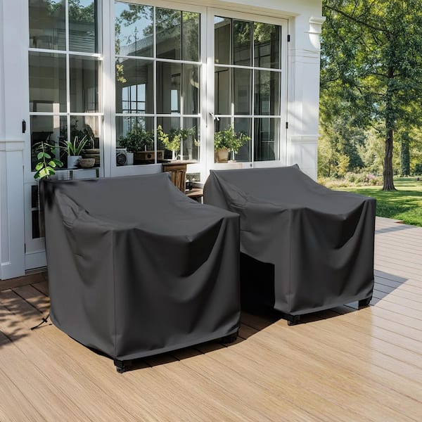 2-Pack 600D Oxford Outdoor Patio Chair Cover Waterproof Furniture Cover, 29.5 in. W x 36.2 in. D x 30.3 in. H, Black