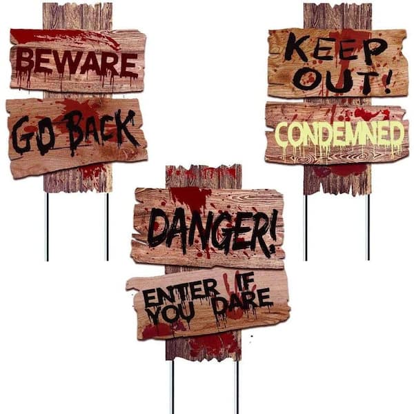 19 in. x 16 in. Halloween Yard Stakes with Zombie Vampire and Grave Designs for Outdoor Holiday Party Decor (3-Pack)