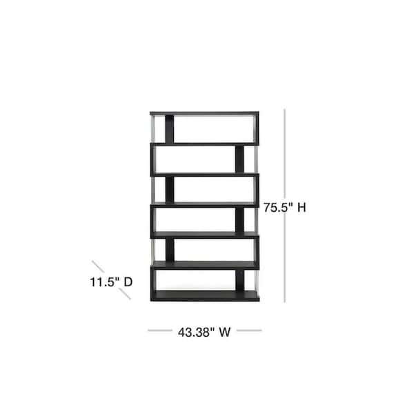 Baxton Studio 75.5 in. Dark Brown Wood 6 shelf Accent Bookcase