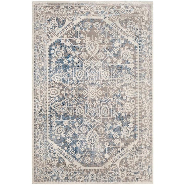 SAFAVIEH Patina Gray/Blue 4 ft. x 6 ft. Border Area Rug
