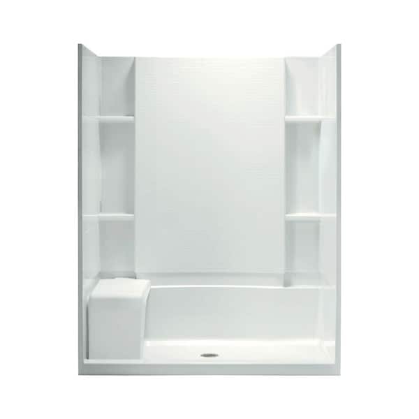 Accord Seated 36 in. x 60 in. x 74-1/2 in. Shower Kit with Age-in-Place Backers in White