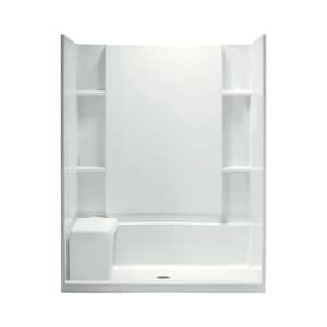 Accord Seated 36 in. x 60 in. x 74-1/2 in. Shower Kit with Age-in-Place Backers in White