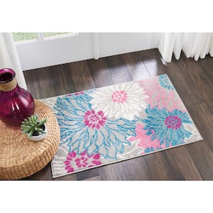 Passion Grey 2 ft. x 3 ft. Floral Contemporary Kitchen Area Rug