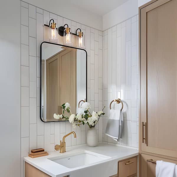 Zevni 21 in. 3-Light Black Bathroom Vanity Light Modern