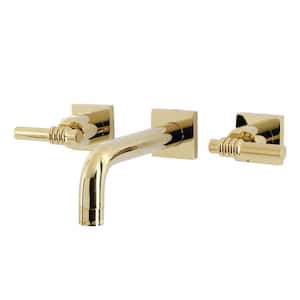 Milano 2-Handle Wall-Mount Bathroom Faucets in Polished Brass