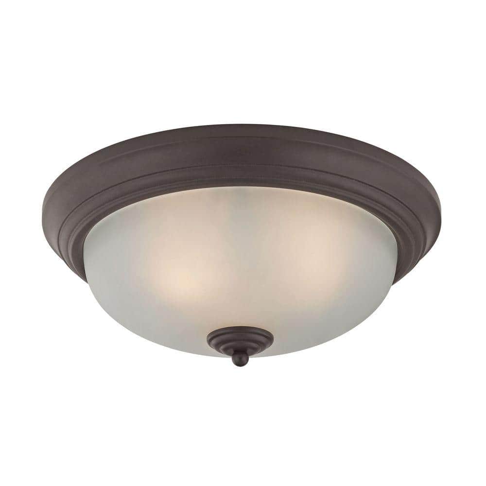 Oil Rubbed Bronze 3-Light Flush Mount with Frosted Glass Shade