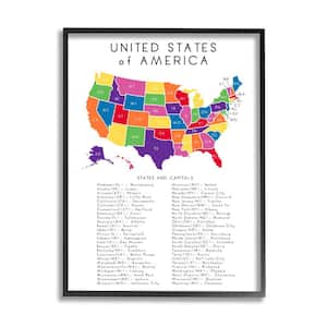 USA State Abbreviations and Capital Playful Tones By Anna Quach Framed Print Abstract Texturized Art 16 in. x 20 in.