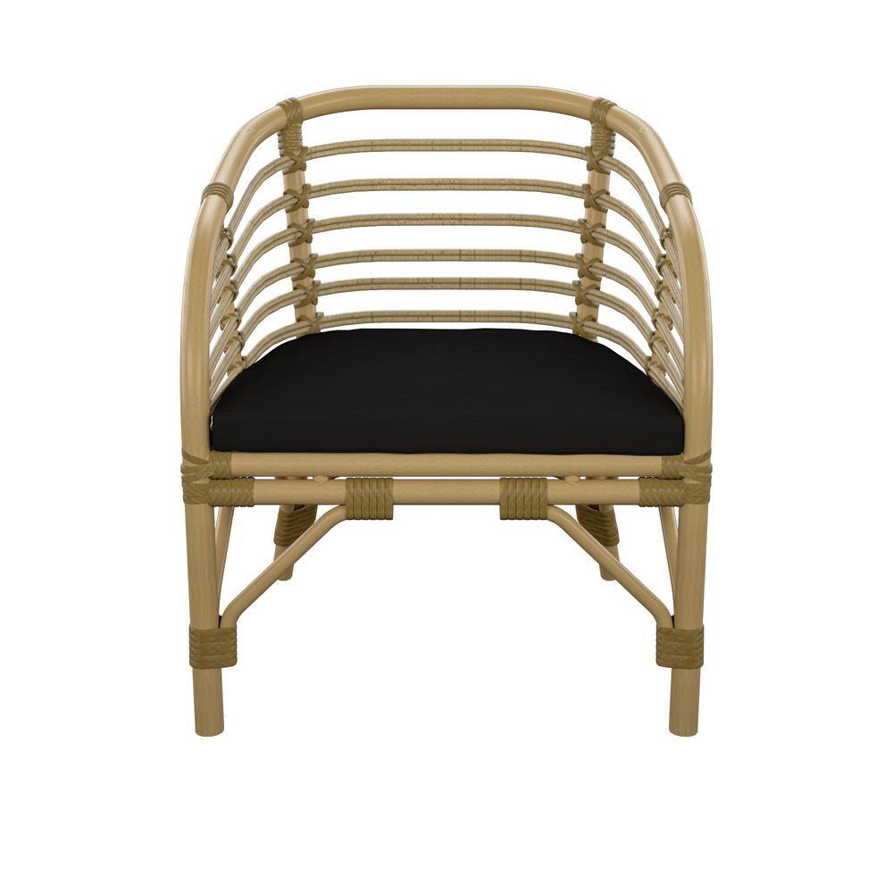 Boho Chic Aluminum and Wicker Club Chair with Beige Cushion