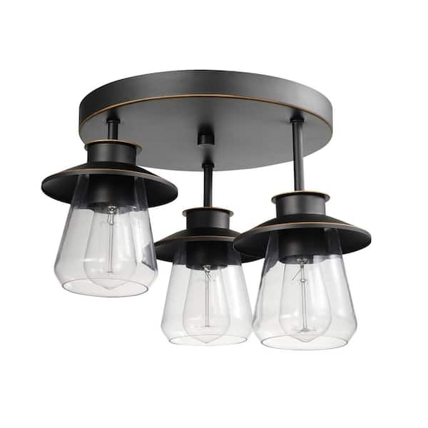 Globe Electric Nate 11 In 3 Light Oil, Clear Glass Ceiling Light Covers