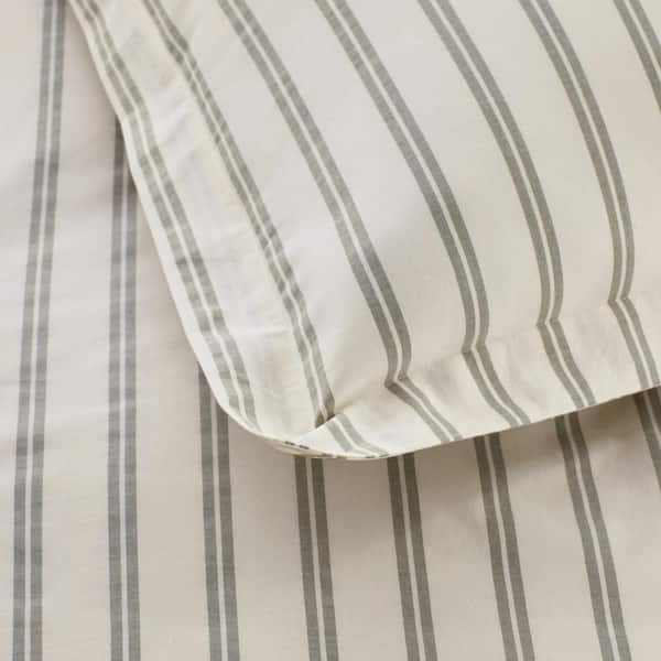 Narrow Stripe T200 Yarn Dyed Moss Green Cotton Percale Twin Fitted Sheet