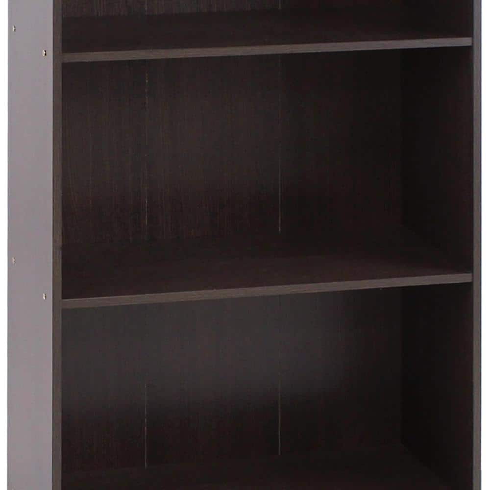 Kids' Adjustable 3-Tier Laminated Dark Brown Storage Shelf
