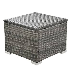 10-Piece Wicker Rattan Outdoor Patio Conversation Furniture Set with Coffee Table, Ottomans and Beige Cushions