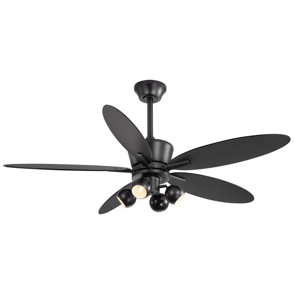 52 in. Indoor Black Farmhouse Downrod Mount Black Ceiling Fan with Light Kit and Remote Control price history on PriceWatchPro
