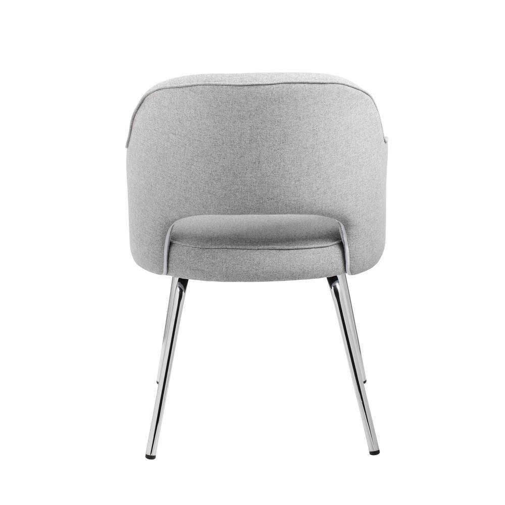Sleek Gray Linen and Chrome Guest Chair with Fixed Arms