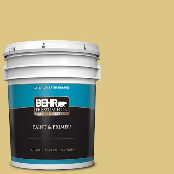 BEHR PREMIUM PLUS 5 gal. #390D-5 Sea Kelp Satin Enamel Exterior Paint & Primer