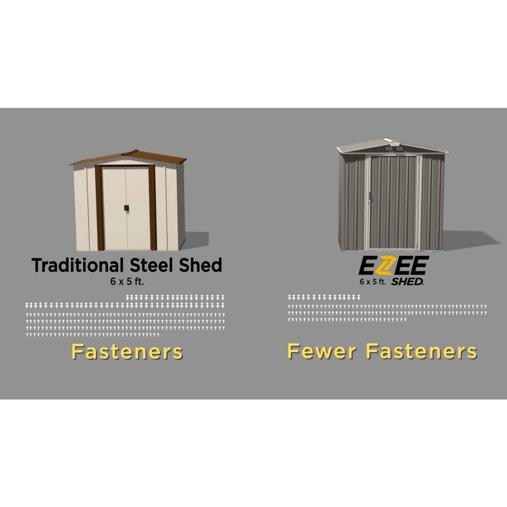 Cream and Charcoal 6' x 5' Steel Storage Shed with Swing Door