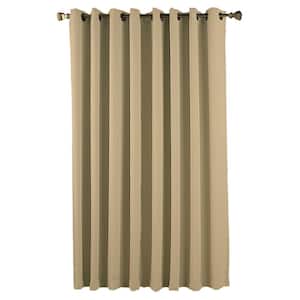 Natural Woven Solid 110 in. W x 84 in. L Grommet Blackout Curtain