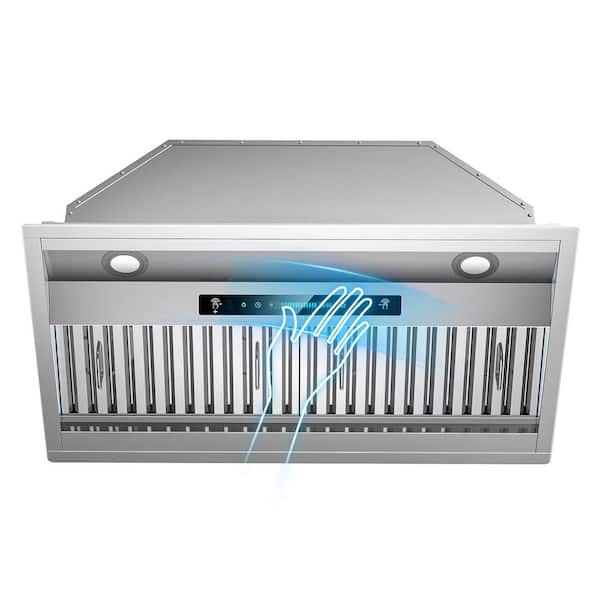 30 in. 600 CFM Convertible Insert Range Hood in Stainless Steel 4-Speed with LED, Touch and Gesture Control with Remote