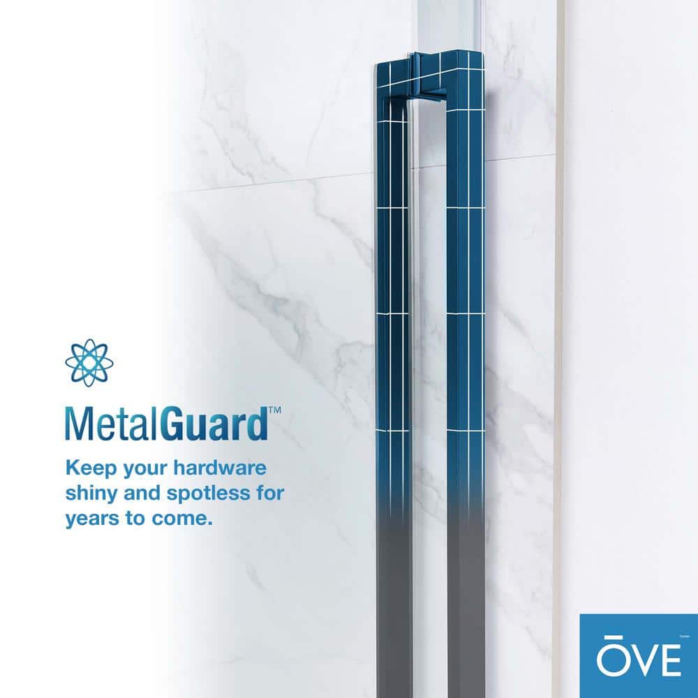 Bel Matte Black Frameless Sliding Shower Door with Clear Glass