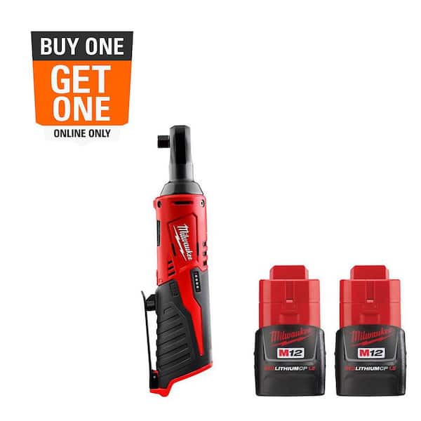 M12 12V Lithium-Ion Cordless 3/8 in. Ratchet with 1.5 Ah Battery Pack (2-Pack)