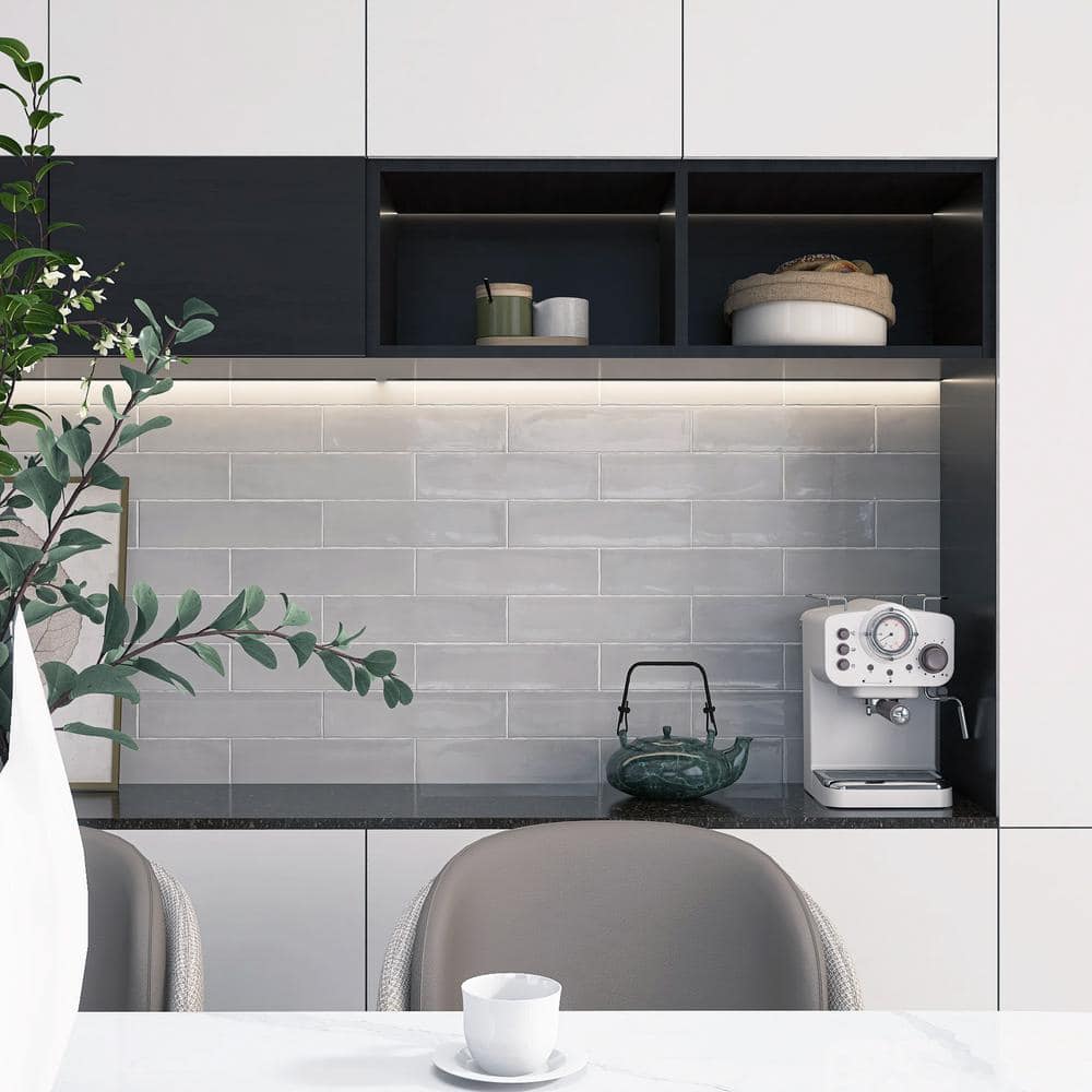 Light Gray Polished Ceramic Subway Wall Tile 3x12