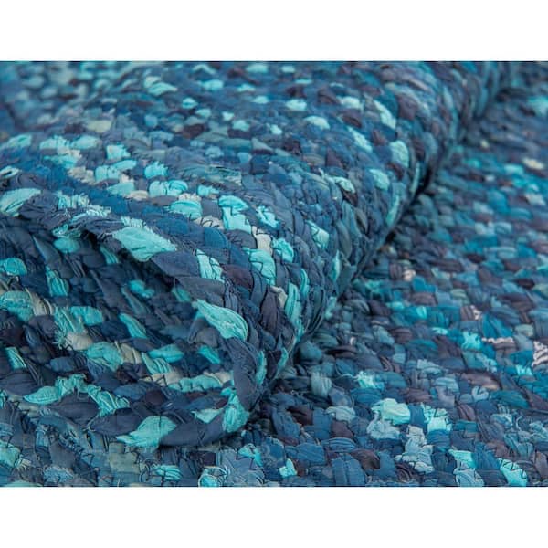 Unique Loom Braided Chindi Blue/Multi 3 ft. x 3 ft. Round Area Rug