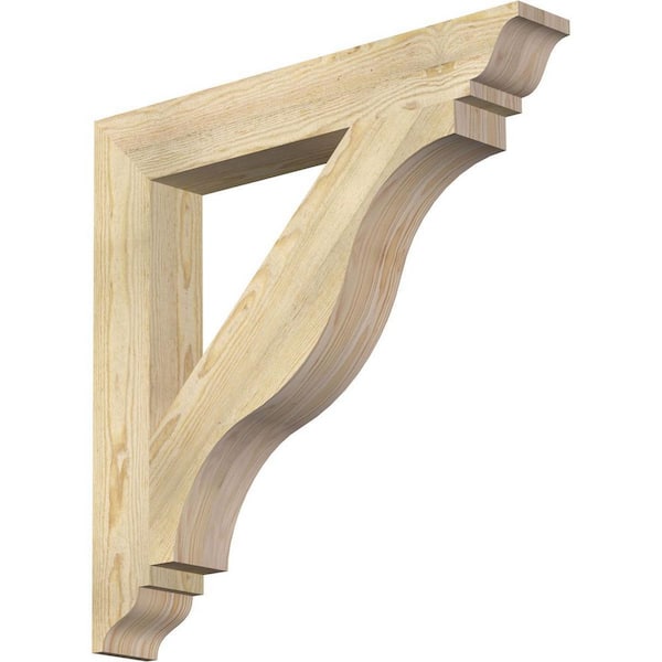 Ekena Millwork 4 in. x 28 in. x 28 in. Douglas Fir Funston Traditional Rough Sawn Bracket