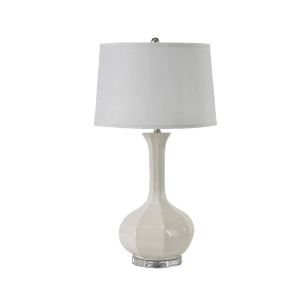 Vibe 33 in. White Classic, Designer Bedside Table Lamp for Living Room ...