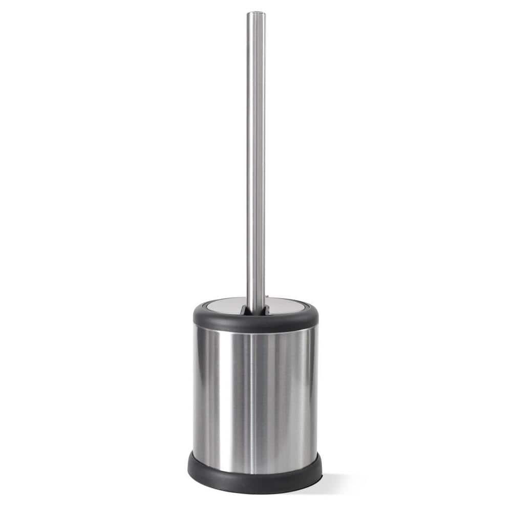 Chrome Stainless Steel Toilet Brush with Holder and Lid