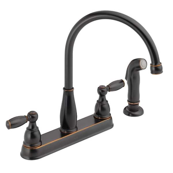 Delta Foundations 2-Handle Standard Kitchen Faucet with Side Sprayer in Oil-Rubbed Bronze