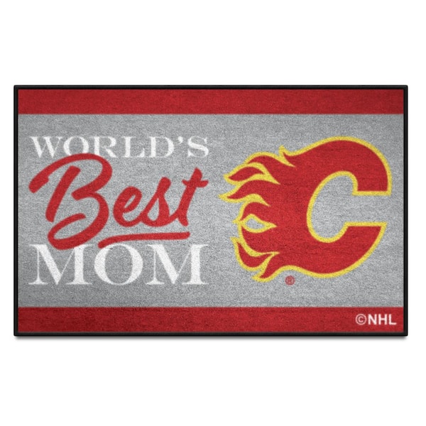 FANMATS Calgary Flames Red World's Best Mom 19 in. x 30 in. Starter Mat Accent Rug