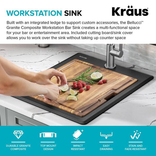 18 Black Cutting Board - Workstation Sink Accessory - (LCB18-BL