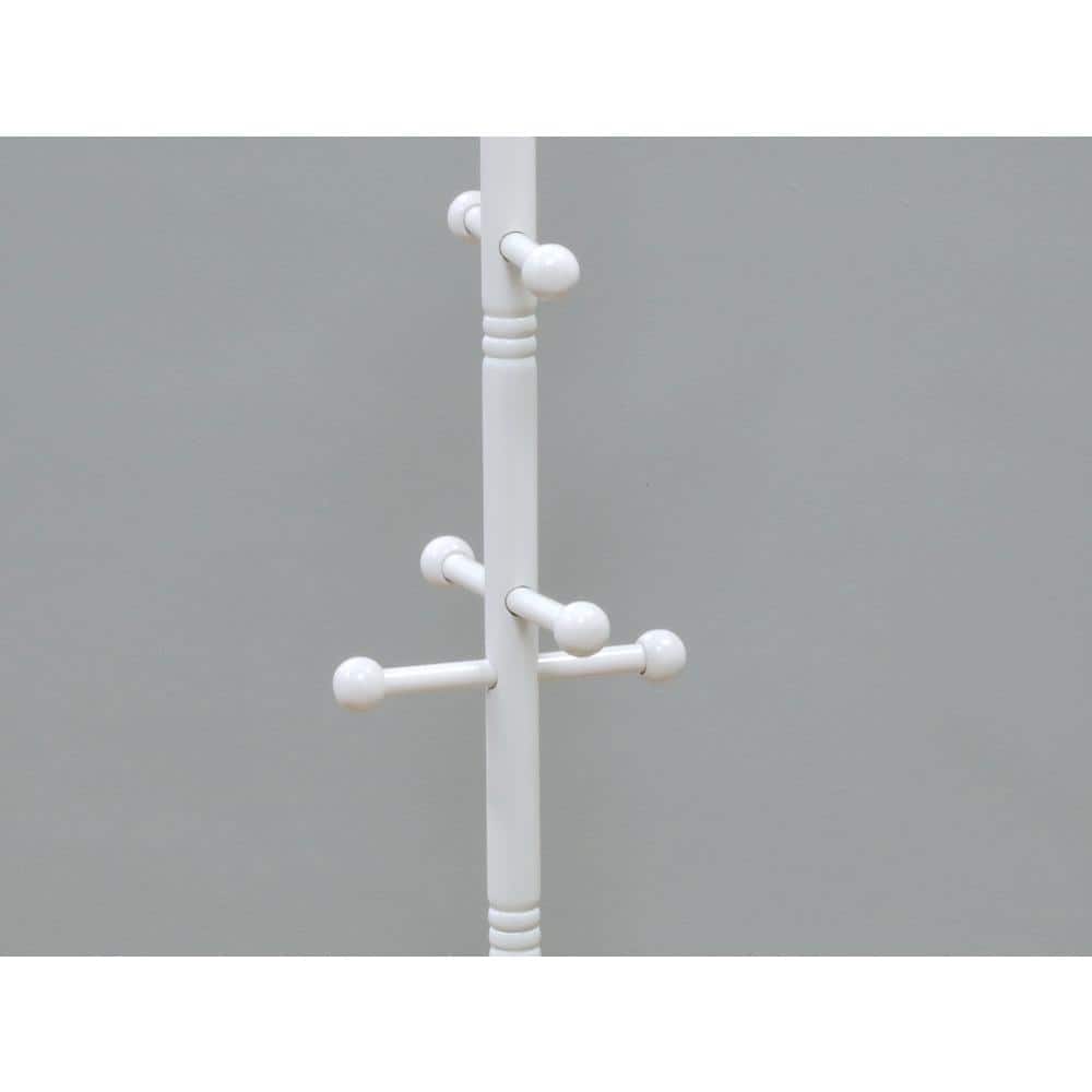 White Solid Wood 8-Hook Coat Rack with Hexagonal Screws