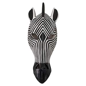 14.5 in. x 5.5 in. Tribal-Style Zebra Wall Mask Sculpture