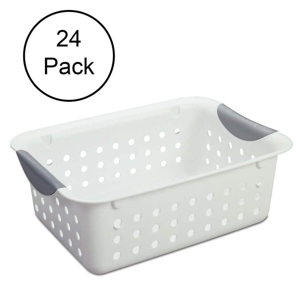 4 in. H x 8 in. W x 11.125 in. D White Plastic Cube Storage Bin 12-Pack