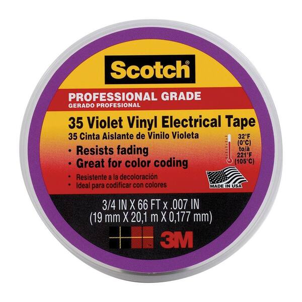 Scotch 0.75 in. x 66 ft. x 7 mm. 35 Violet Vinyl Electrical Tape (5-Pack)-DISCONTINUED